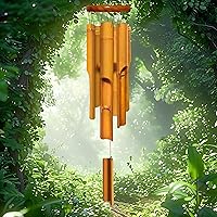 Vista 7 de Campanillas de Viento de Bambú de 38", 6 Tubos, Campanilla de Viento de Madera Artesanal que Aporta una Melodía Única y Relajante, Crea un Ambiente