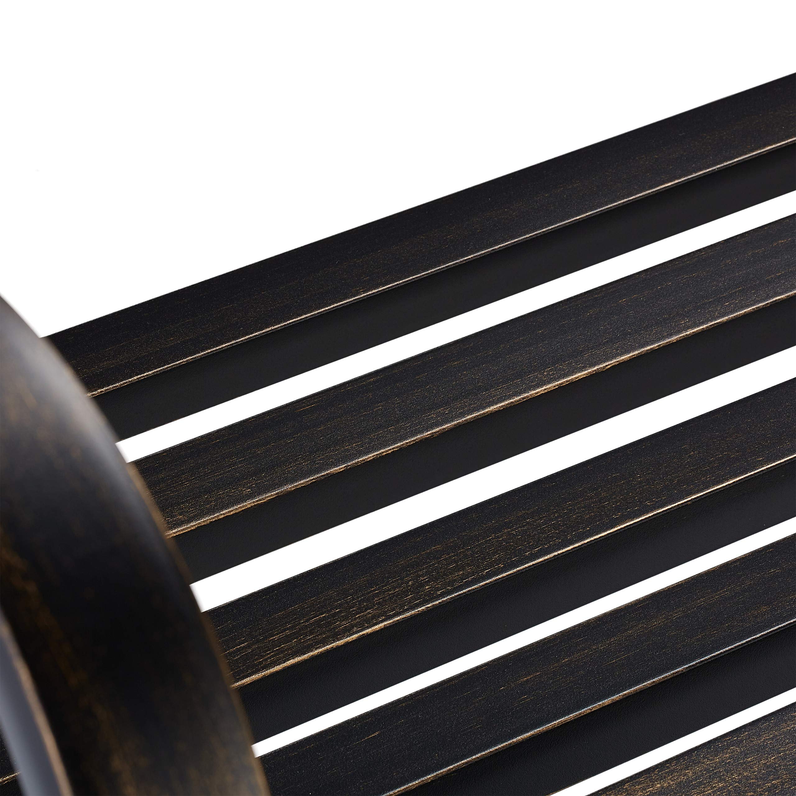 Relaxdays Panca da Giardino per 2 Persone, Stile Antico, Balcone, Acciaio e Ghisa, 90x127,5x63 cm, Nero-Bronzo