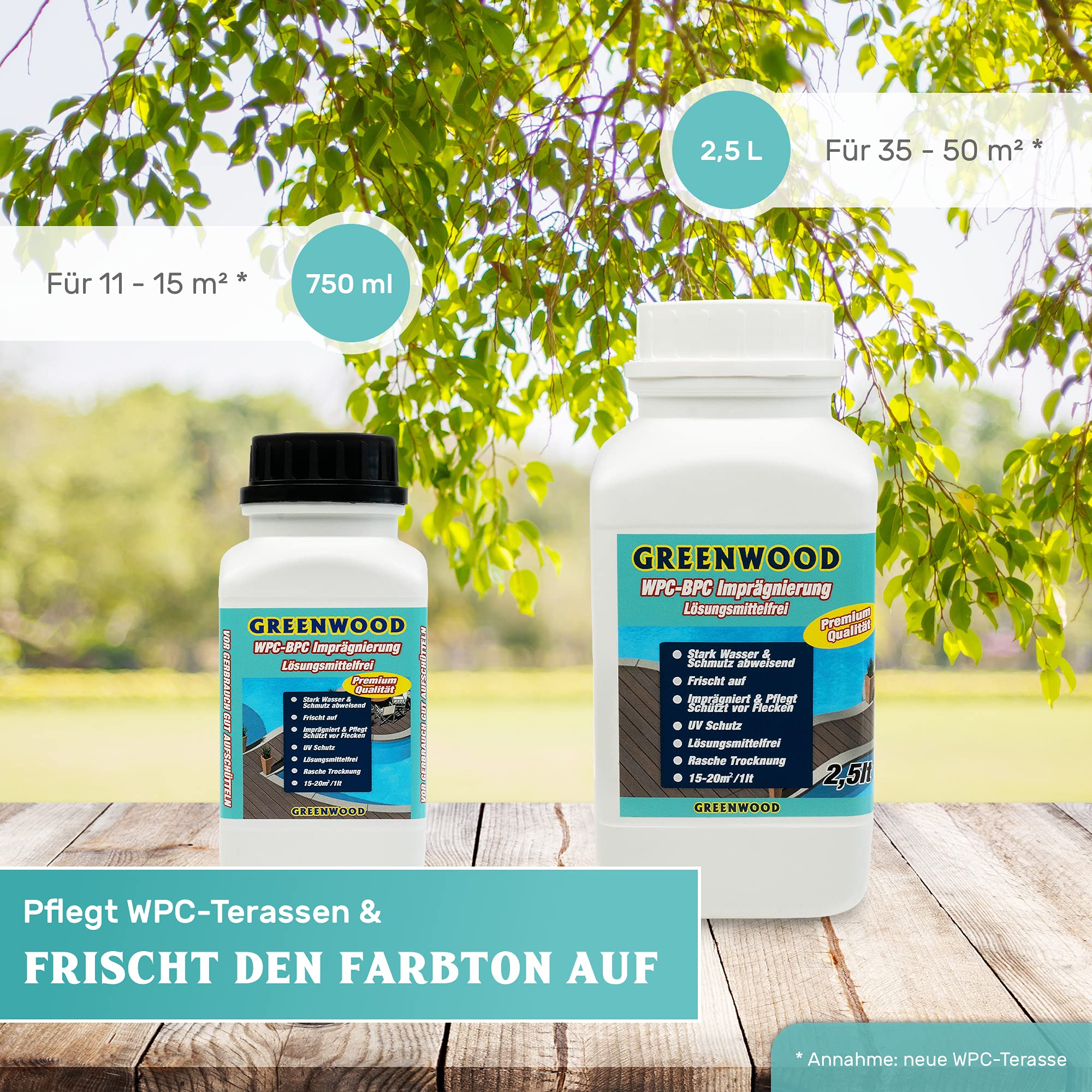 Greenwood - Impregnacja premium WPC - antracyt - szary 750 ml #3L - bez rozpuszczalników - bez oparów - przyjazny dla zwierząt domowych - nieszkodliwy.