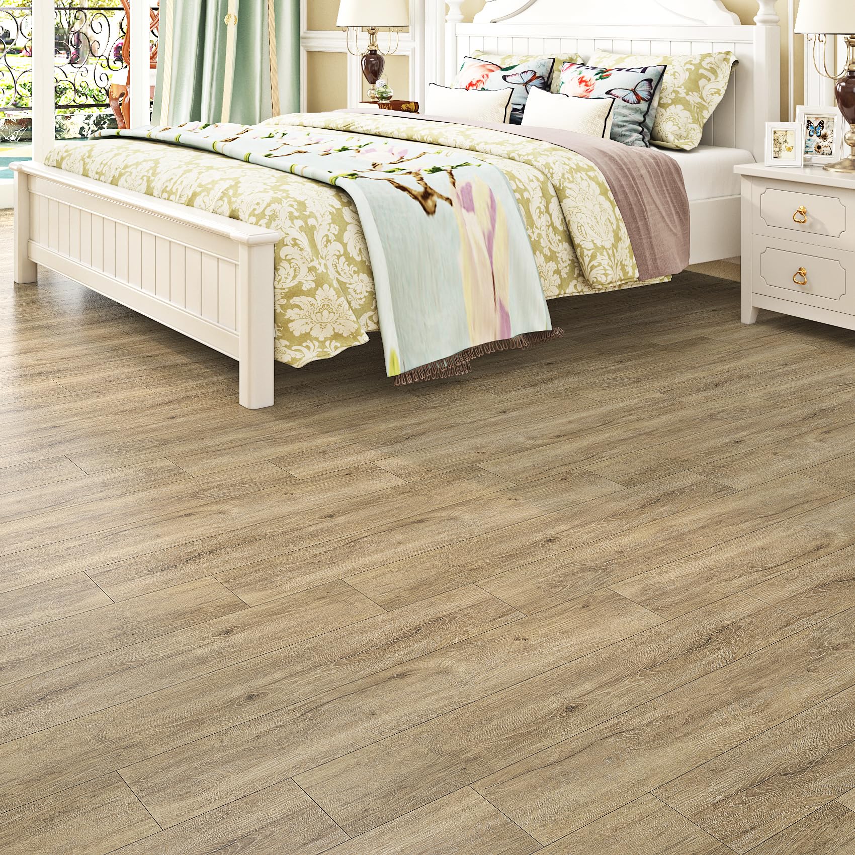 Livelynine Suelo Vinilico Autoadhesivo Madera Roble Claro Vinilo Suelo Cocina Autoadhesivo Baldosas Adhesivas Suelo Baño 30x30 32-Baldosas Suelos de Vinilo Adhesivos para Suelos Efecto Madera Natural