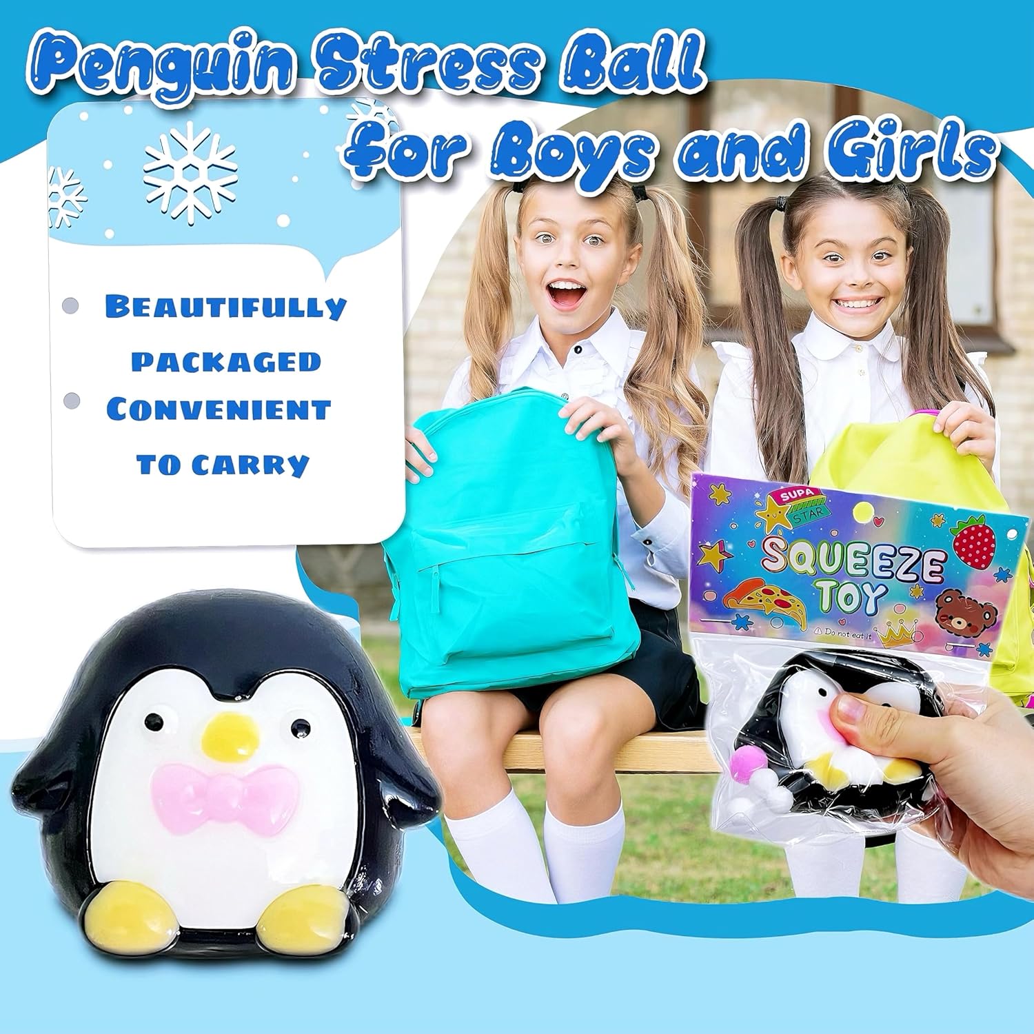 Cute Penguin Taba Squishy, Penguin Stress Ball FuFu Squishy Toys for Kids, Kawaii Squishies, Stretchy Animals Squeeze Balls Taba Sensory Toys for Boys, Girls, Party Favors