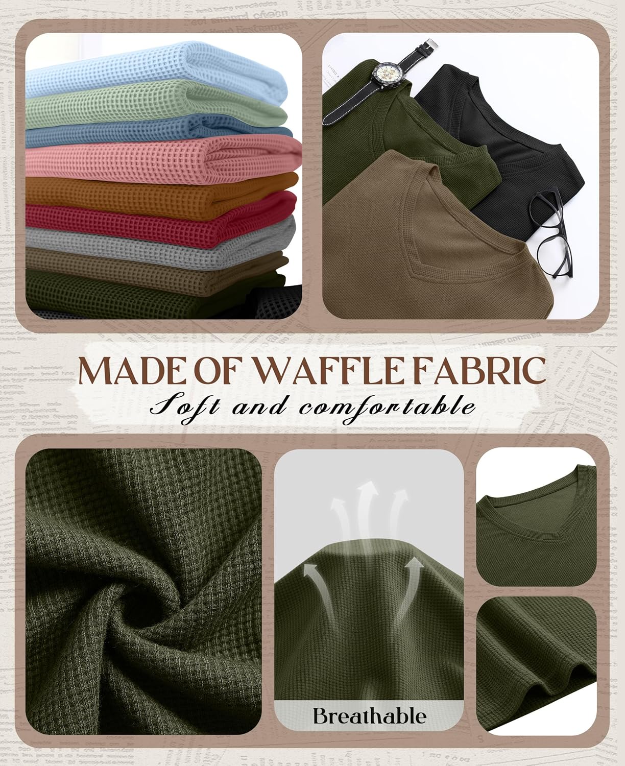 3 Pack Women's Oversized Waffle Knit Shirts, V Neck Long Sleeve Top Fall Casual Sweatshirt for Women - Image 4