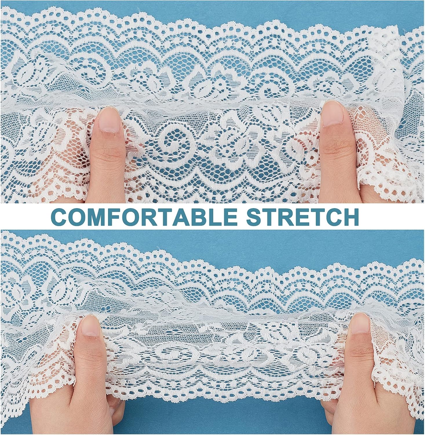 GORGECRAFT 5 Yards Lace Roll White Cotton Lace Trim Fabric 6.1" Wide for Scalloped Edge Decorations for Dress Tablecloth Hair Band Wedding Festival Event Decorations - Image 5