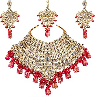 LUCKY JEWELLERY Traditional 18k Gold Plated Designer Blue Color Dulhan Choker Kundan Bridal Set (2380-L1SK-KD124-PARENT) Price In India