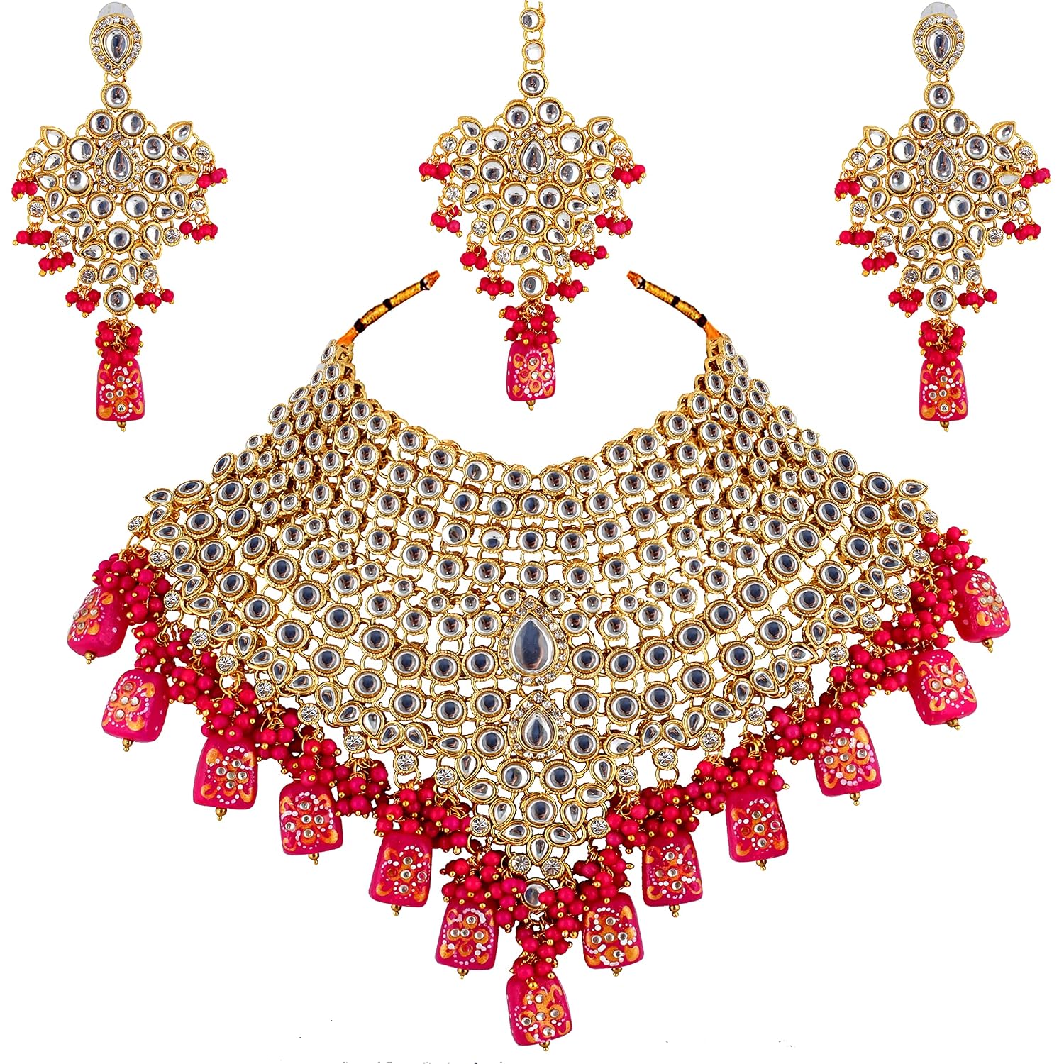 LUCKY JEWELLERY Traditional 18k Gold Plated Designer Blue Color Dulhan Choker Kundan Bridal Set (2380-L1SK-KD124-PARENT) - Review, Price and Buying Guide