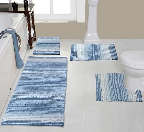 Miniatura 40 de Home Weavers Colección Gradiation 100% algodón, alfombra lavable, tapete de baño, tapete de cocina, juego de alfombras de baño, antideslizantes