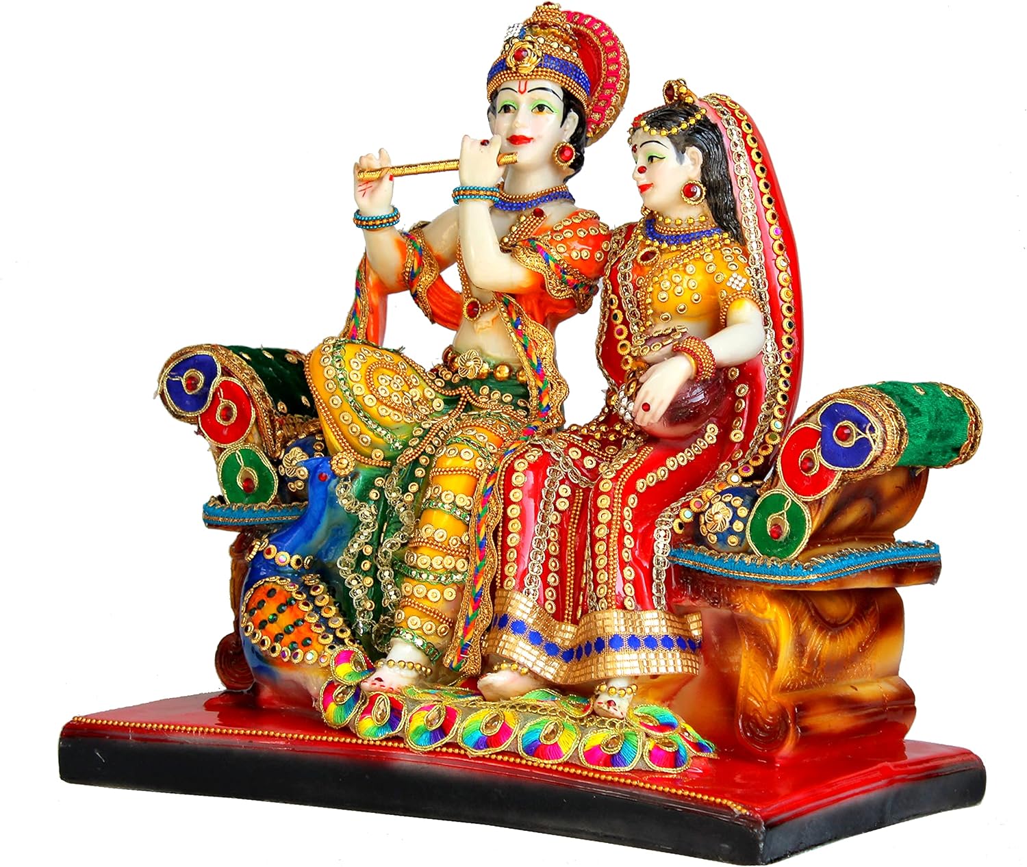 Size 13 eSplanade Resin Radha Krishna on Sofa Murti Idol Statue Sculpture (13 Inches)