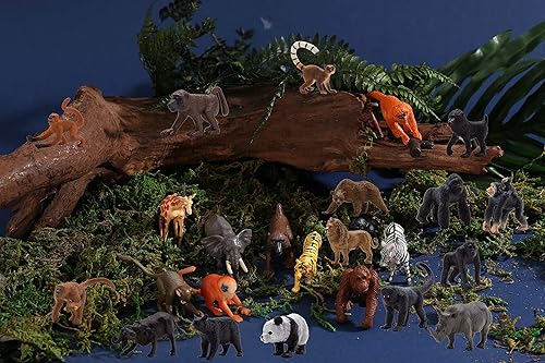Miniatura 2 de Figuras de animales, juego de 24 piezas de juguetes de animales realistas con león, panda, mono, cebra, tigre, elefante, jirafa, etc., regalo de