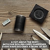 Vista 24 de Rolling Knife Sharpener with Leather Strop and 15, 17, 20 & 22 Degree Angles - Knife Sharpener Kit - Roller Knife Sharpening System with Stand, Brown