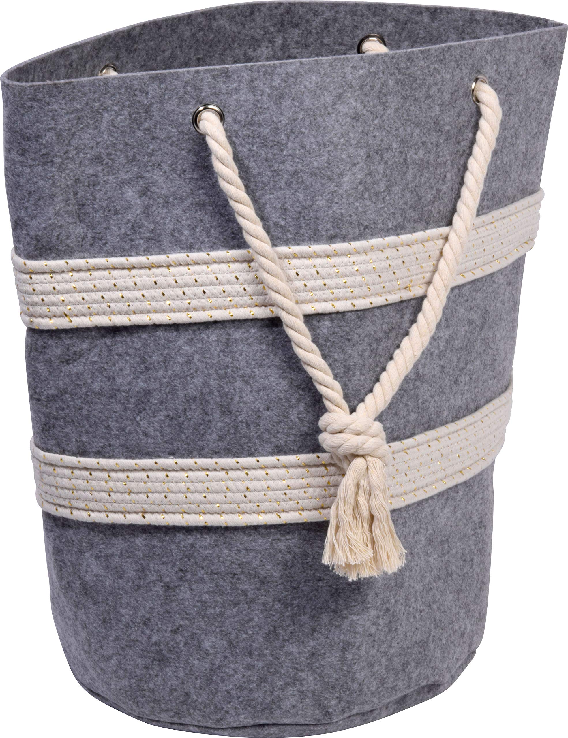 dobar Practical Felt Basket with Carry Handles Felt Bin for Firewood Magazines Laundry 40 x 40 x 60 cm Felt Grey 40 cm