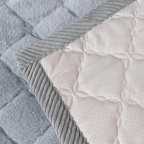 Miniatura 6 de Funda de sofá de piel sintética para perros, lavable, suave y gruesa para sofá de 3 cojines, apta para mascotas, funda antideslizante a cuadros para