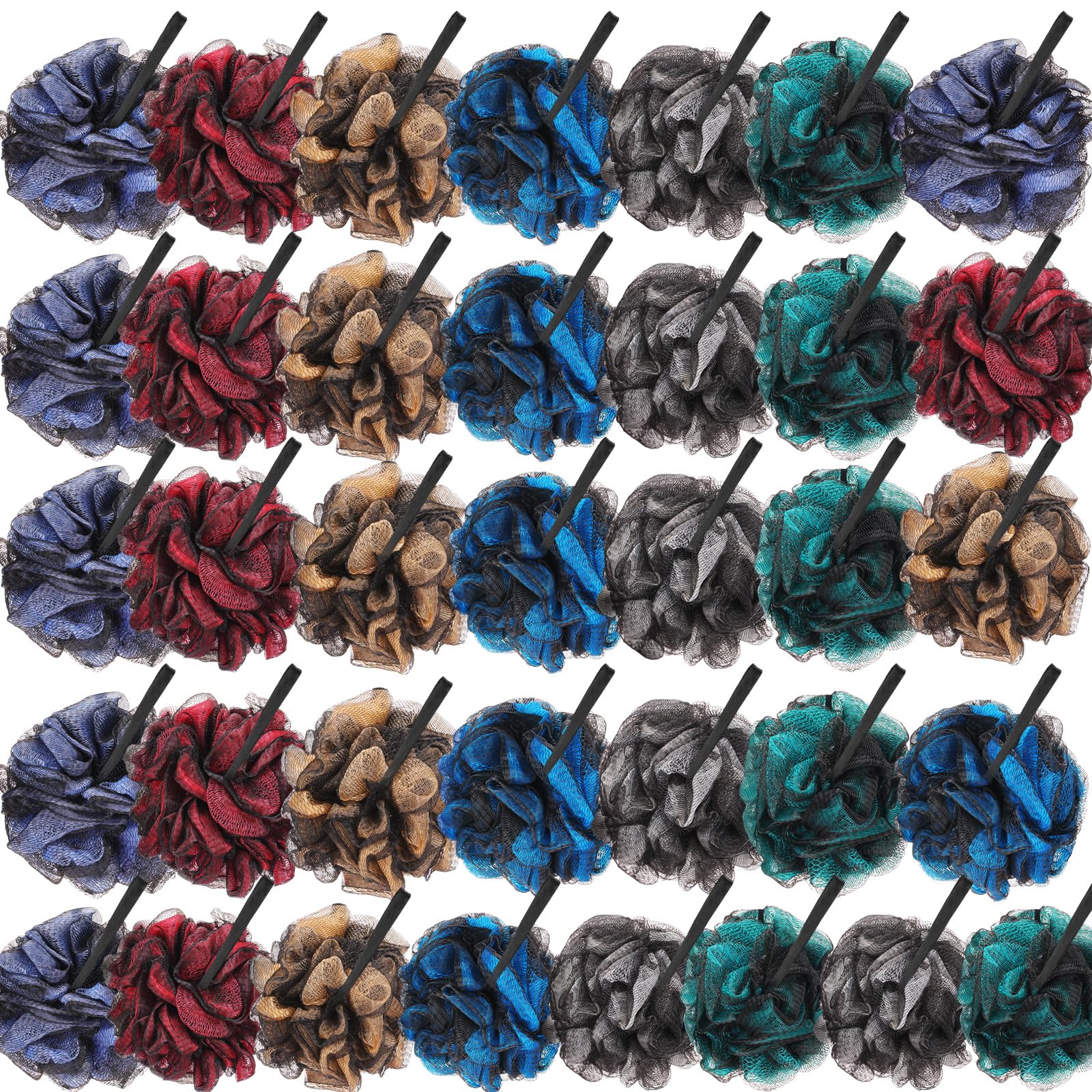 Sunnyray 36 sztuk gąbki loofah gąbka do kąpieli prysznic luffa dla mężczyzn kobiet złuszczające peelingi do ciała do stosowania pod prysznic, wanna, siatka, pufa, kulka, 6 kolorów