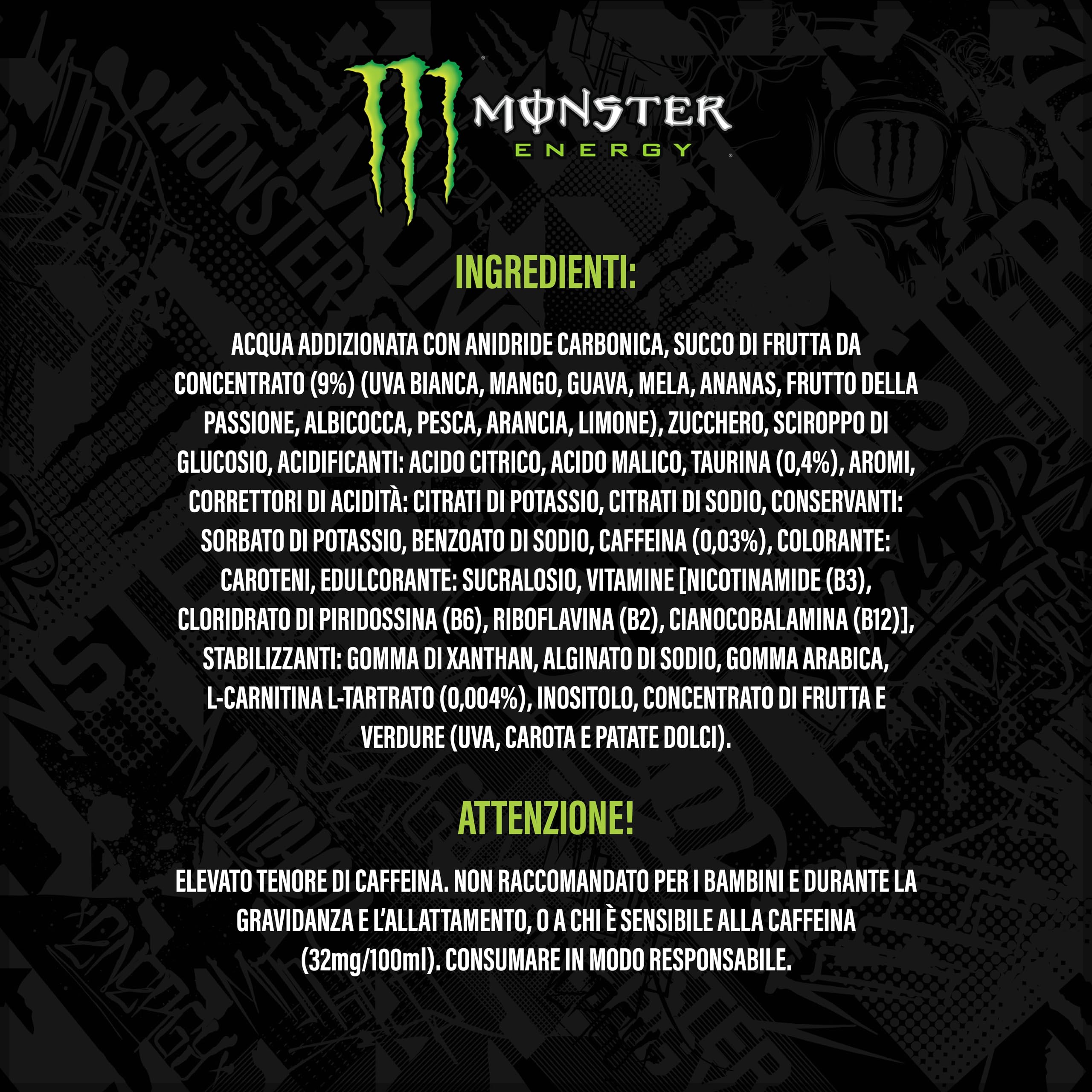 Monster Energy Mango Loco avec jus tropicaux â avec acide carbonique, palette Energy Drink 24 x 500 ml et autocollant gratuit