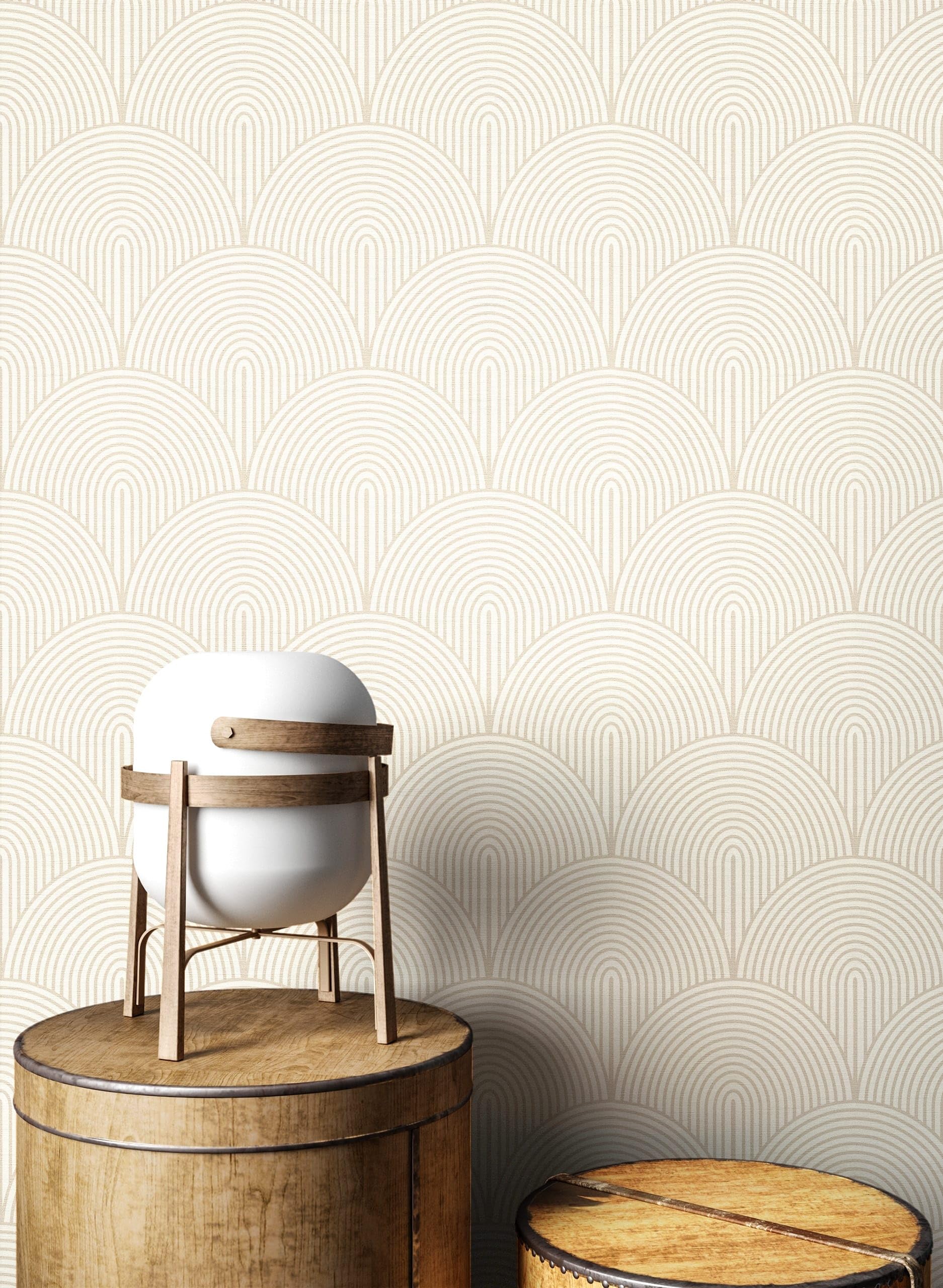 Newroom Tapete Beige Vlies Bogen - Modern Boho Art Deco Linien für Wohnzimmer Schlafzimmer