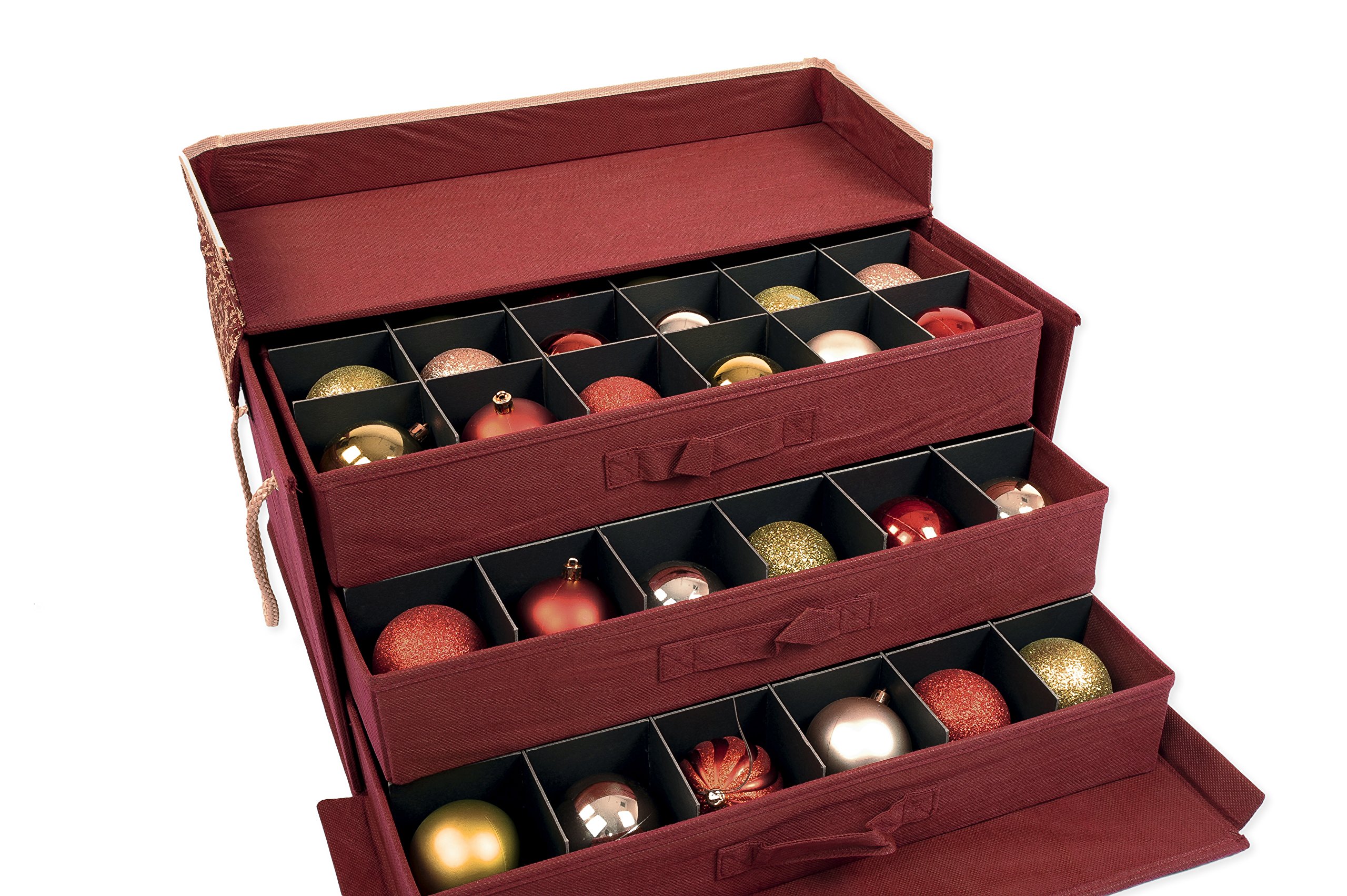 Santas Bags Decorated Three Tray Ornament Storage Box