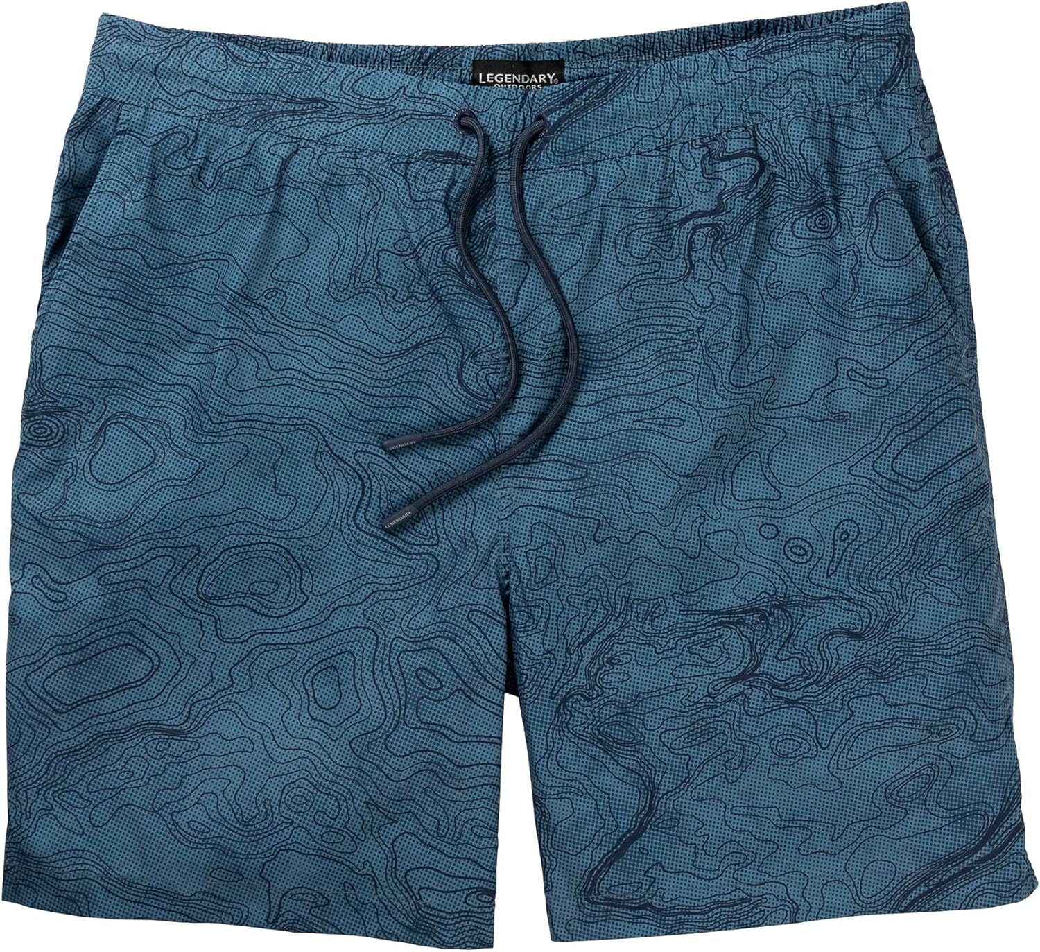 Legendary Whitetails Men's Quick Dry Topographical Print 7 Inch Inseam Swim Trunks