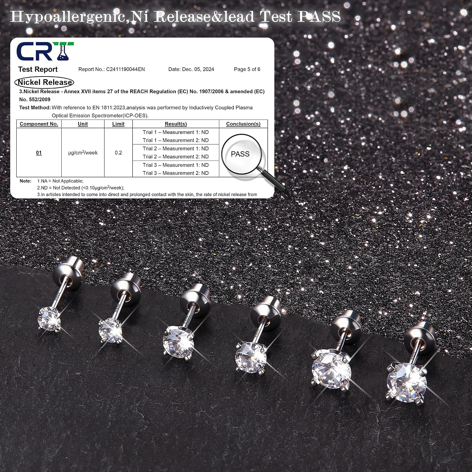 FASACCO 925 Sterling Silver Stud Earrings 18K White Gold Plated Screw Back Earrings for Women Girls Hypoallergenic Cubic Zirconia Earrings Studs 3MM 4MM 5MM Sparkling CZ Over 36 Months Old