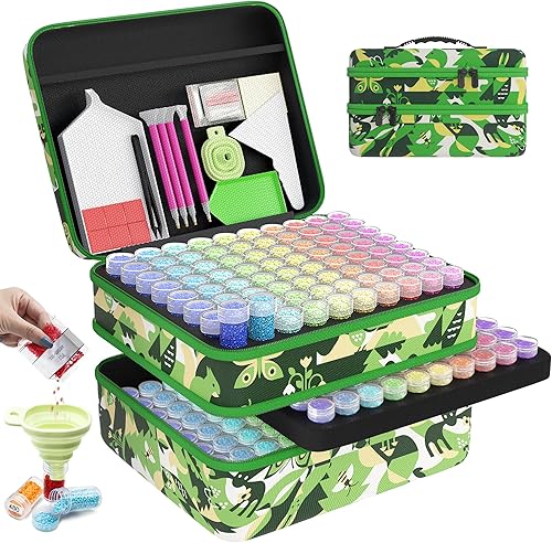 Miniatura 22 de ARTDOT Contenedor de almacenamiento de 120 ranuras para kits de arte de diamantes para adultos, cajas de almacenamiento portátiles de cuentas