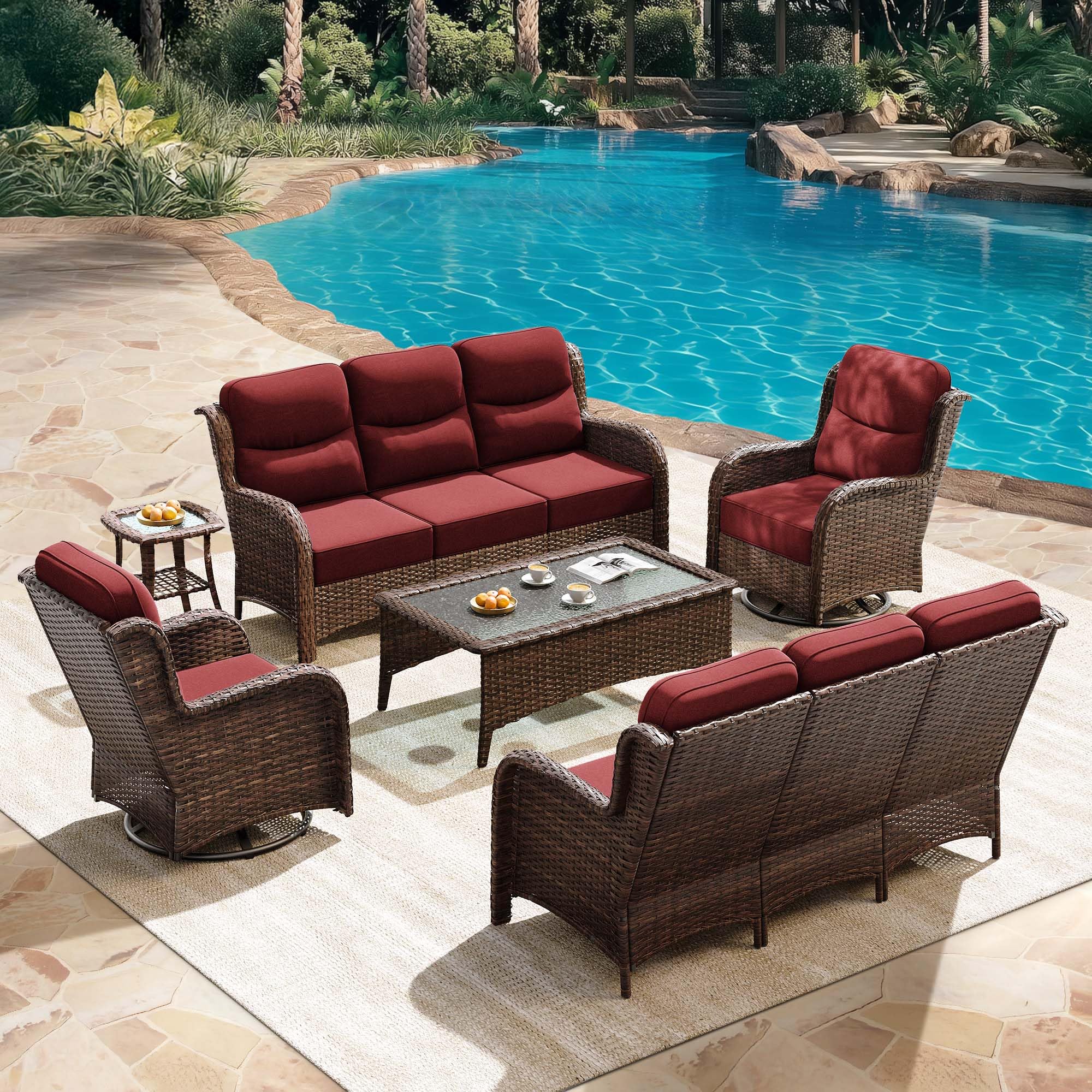HILLGA Luxury Outdoor Patio Furniture Set with 6-Inch Thick Cushions