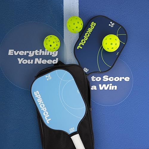 Miniatura 5 de SPI New by SPIKOPOLL - Juego de 2 palas de pickleball aprobadas por Estados Unidos, ligeras y duraderas, raquetas de pickleball de fibra de vidrio