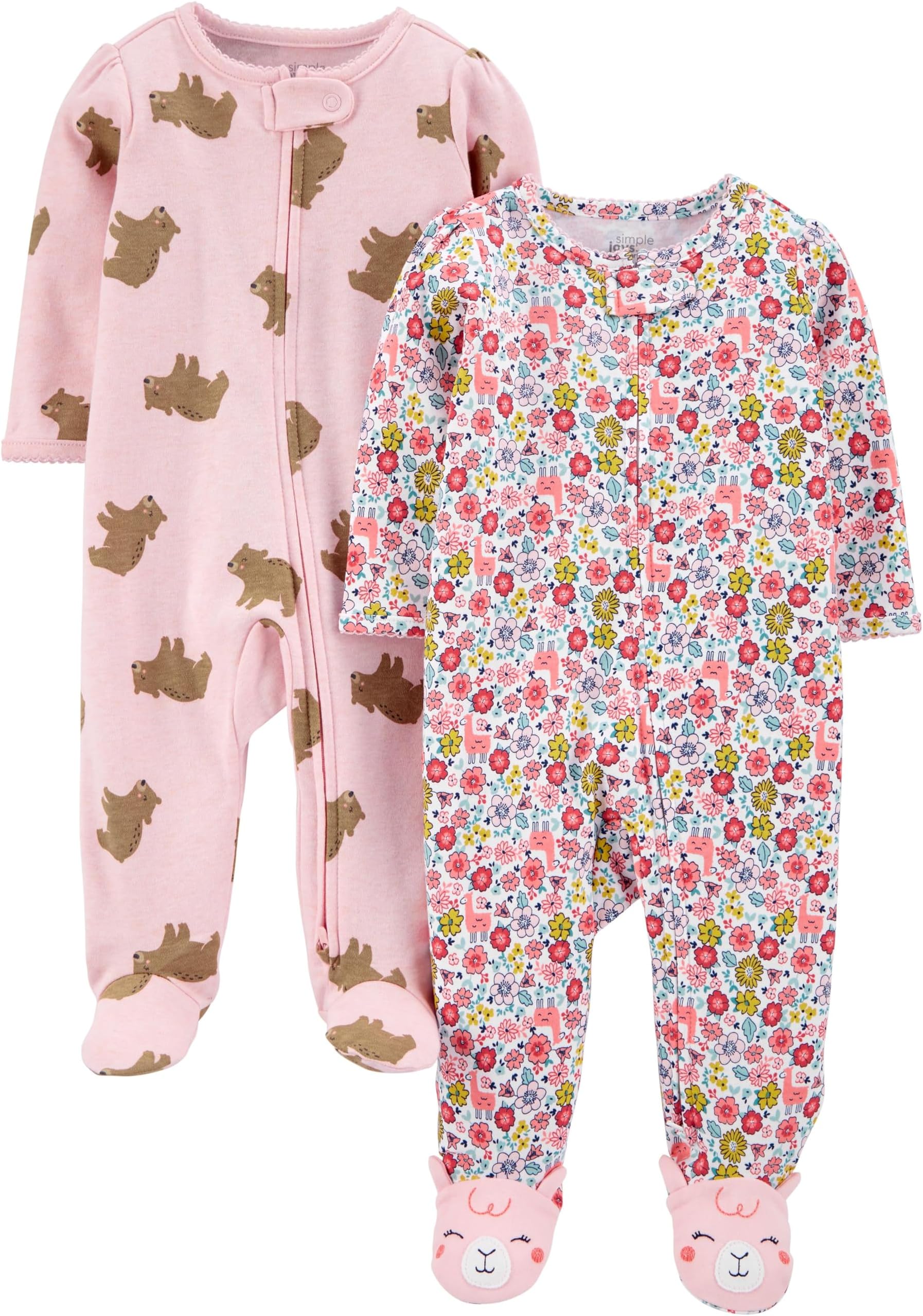 by Carter's Baby Girls' Cotton Footed Sleep and Play, Pack of 2