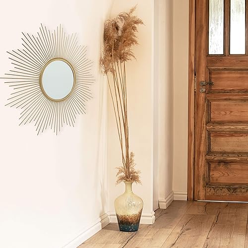 Miniatura 7 de WHW Whole House Worlds Espejo de acento explosivo, vidrio reflectante brillante, marco de metal circular, bisel insertado, acabado dorado dorado,