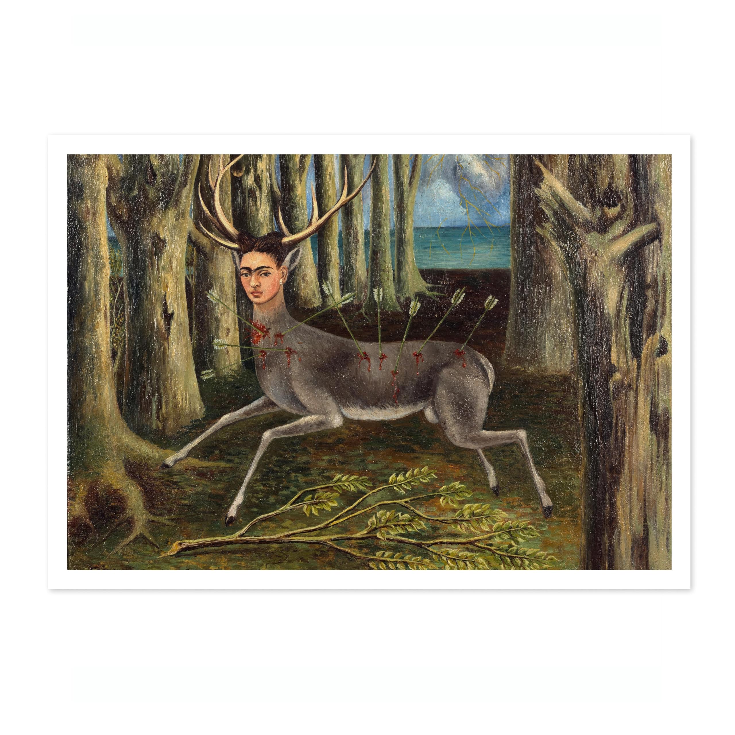 The Wounded Deer Frida Kahlo Poster, Classic Art Painting Print, Art Exhibition Neutral Wall Art, Vintage Minimalist Home Decor Picture, A3 (Print Only) - 42x29.7cm