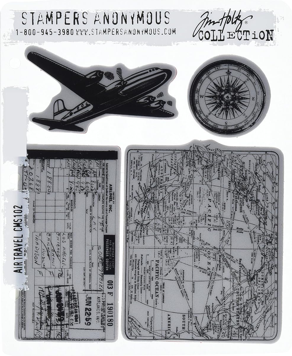 Stampers Anonymous Tim Holtz Cling Rubber Stamp Set, Air Travel