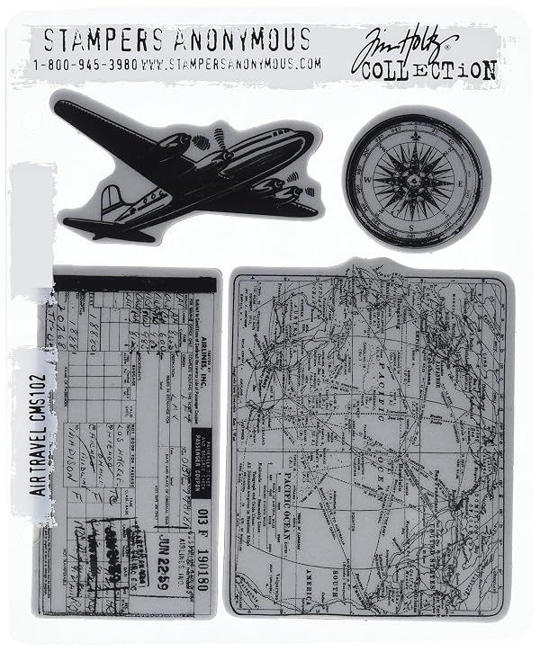 Stampers Anonymous Tim Holtz Cling Rubber Stamp Set, Air Travel by Stampers Anonymous - Used condition - CA$21.96
