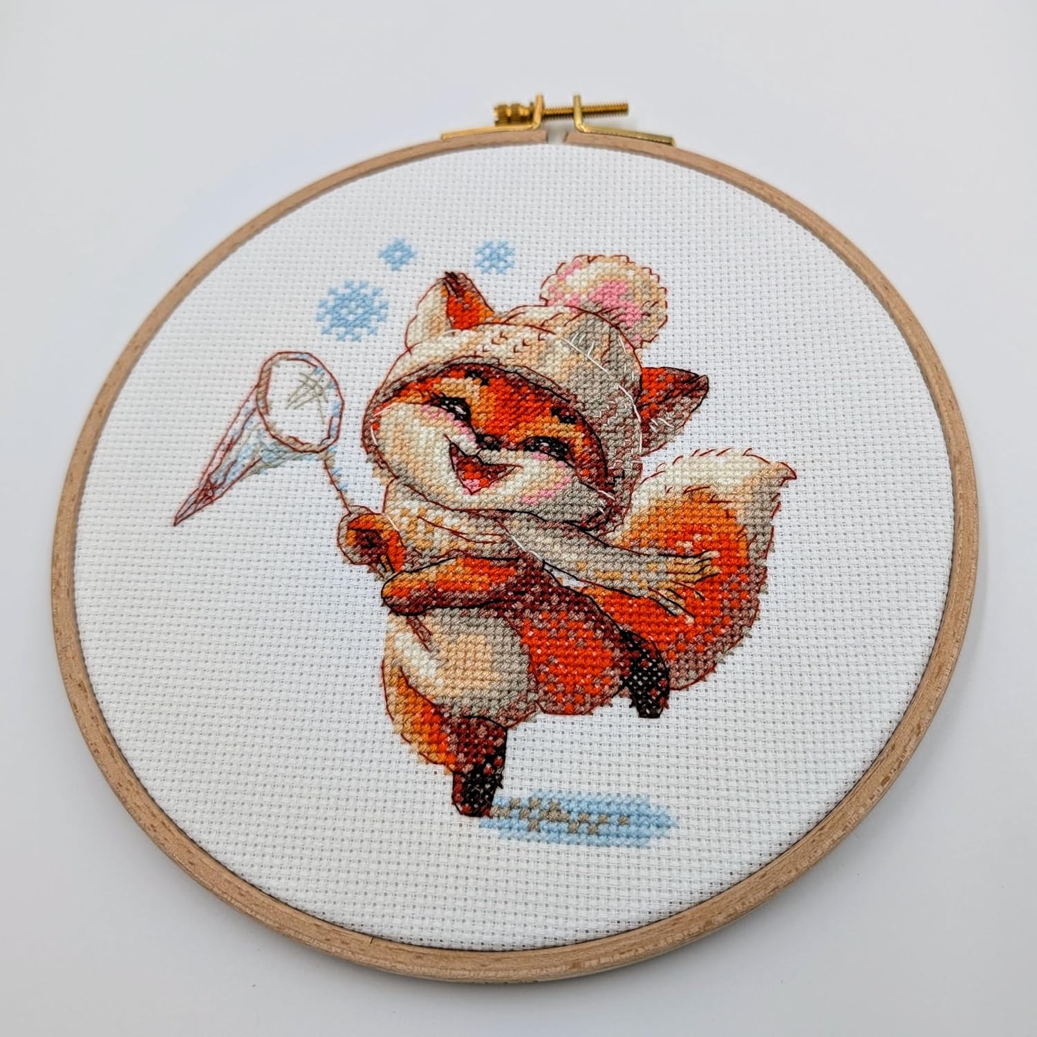 Aine - Playful Fox A1018, Counted Cross Stitch Kit, 6" x 6", for Beginners & Advanced, Embroidery Set