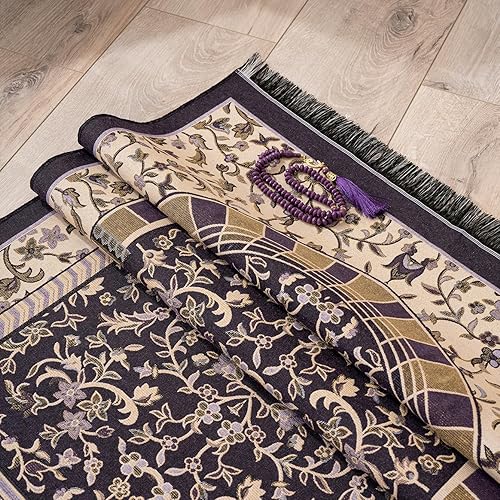 Miniatura 3 de Alfombra de oración musulmana con cuentas de oración islámica, alfombrilla de oración de viaje, regalos islámicos para mujeres, oración portátil