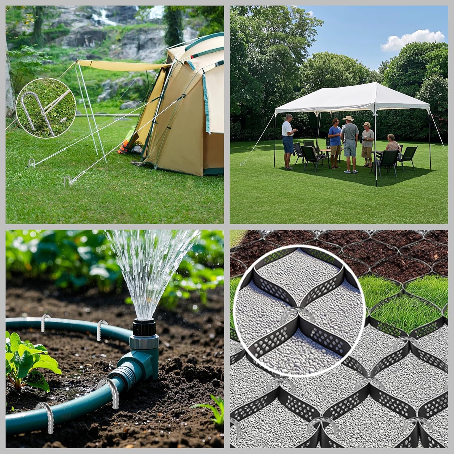 VVOKGO Rebar-Stakes-12-Inch J Hook Galvanized Tent Stakes Heavy Duty, 20-Pack Ground Chain Link Fence Anchors with Chisel Point End for Bounce House, Camping Tents, Outdoor Inflatables Decorations