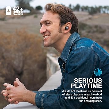 JLab JBuds ANC 3, True Wireless Earbuds, Active Noise Cancelling, Multipoint Connect, Google Fast Pair, Black