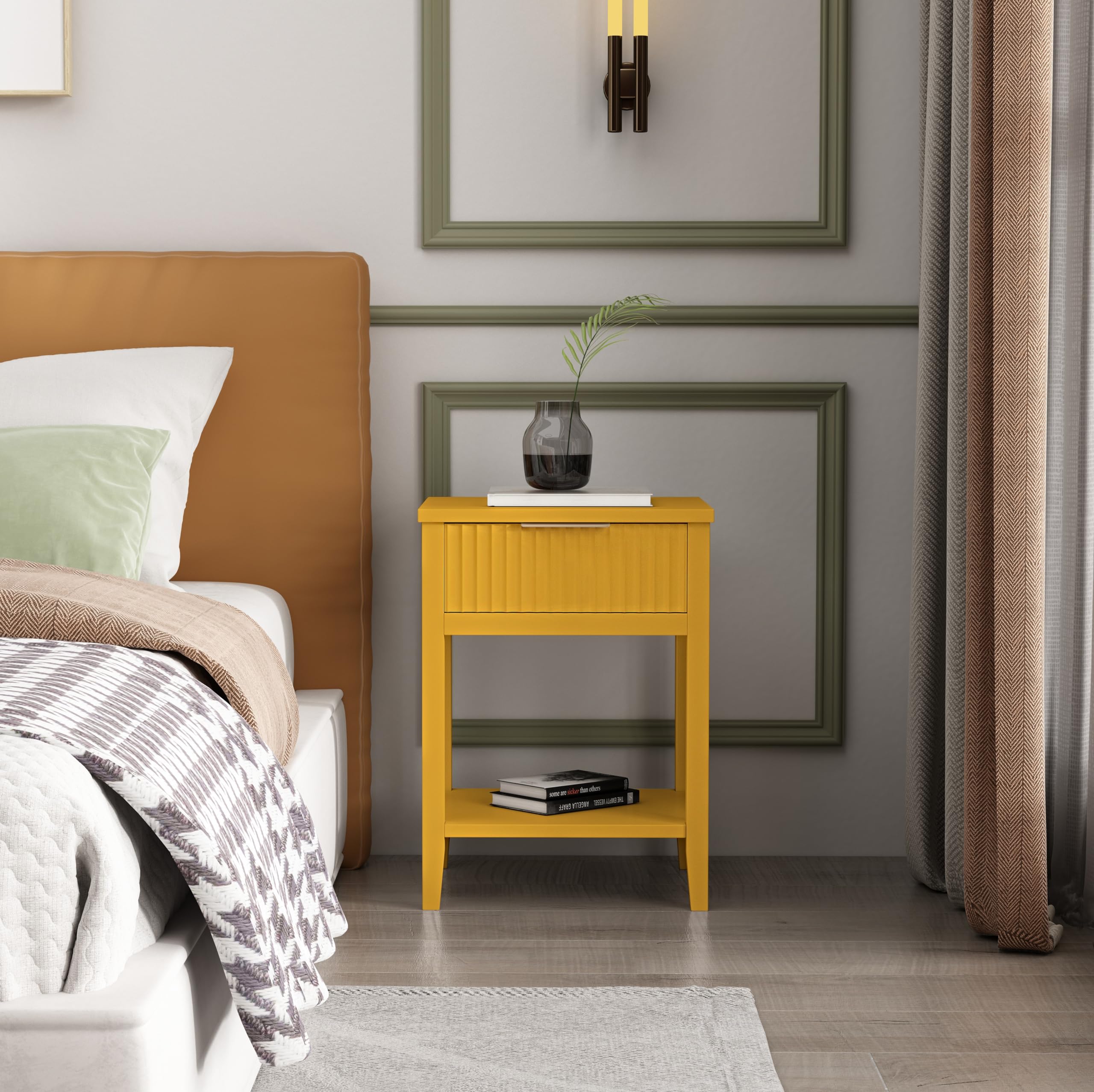 Cabinet Bits Monti 1 Drawer Mustard Bedside Table