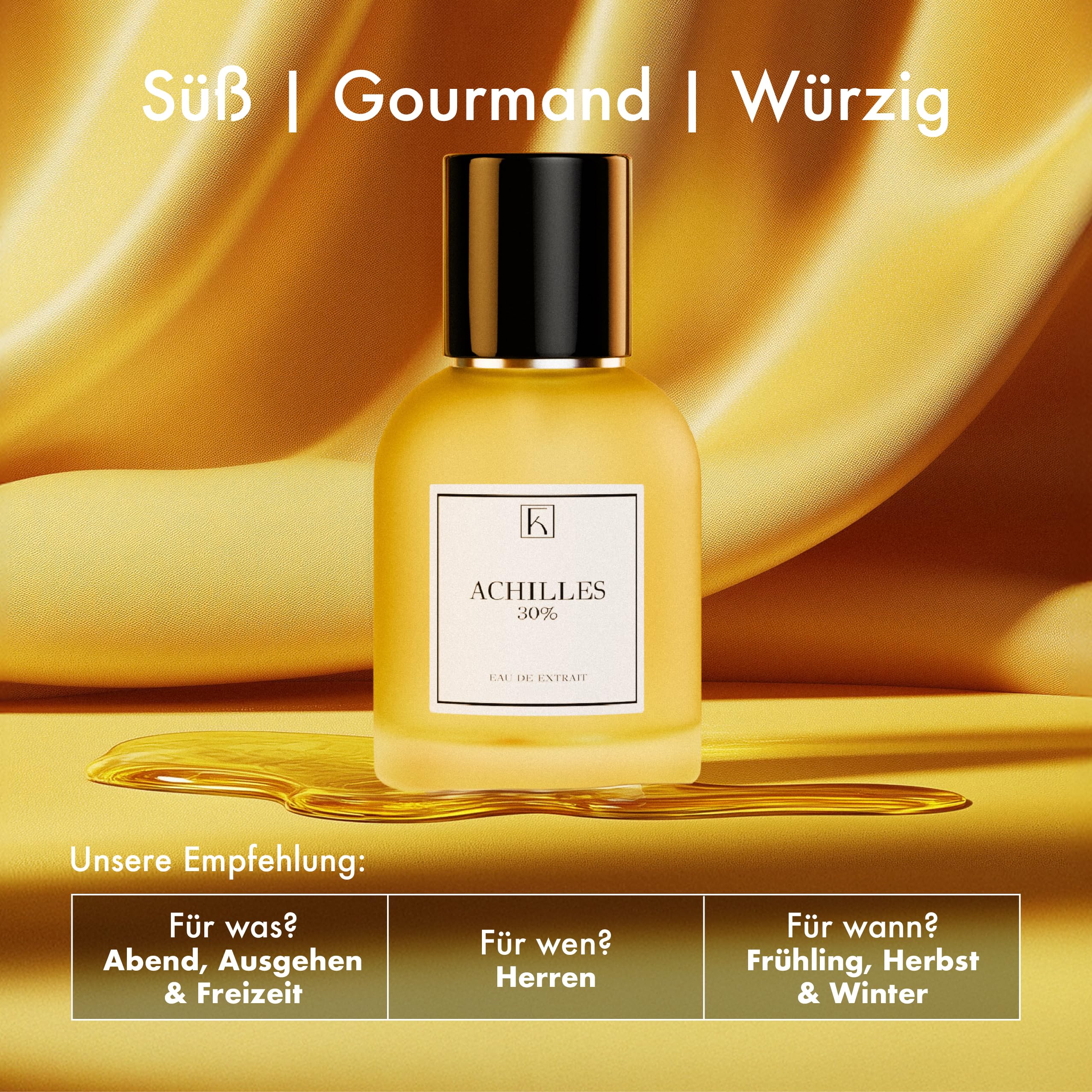 KAZAAR - ACHILLES - 50ml - Extrait de Parfum für Herren - Elegante Duftnoten von süßen Blüten & Gewürzen - mit 30% Duftöl-Anteil bis zu 12h lang anhaltender Duft - aus Schweizer Manufaktur