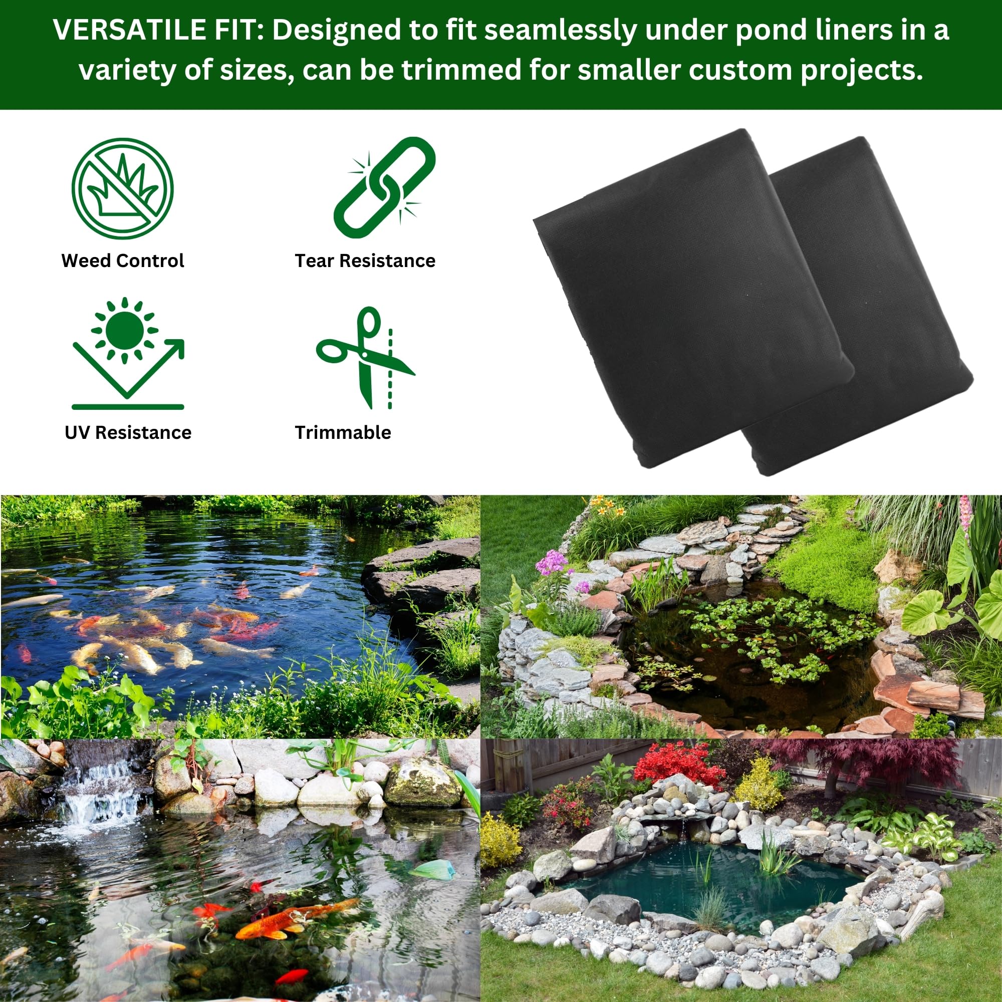 MYPURECORE 50gsm Pond Liner Underlay 3m x 5m, Tear-Resistant, Durable Garden Pool Foundation - Image 4
