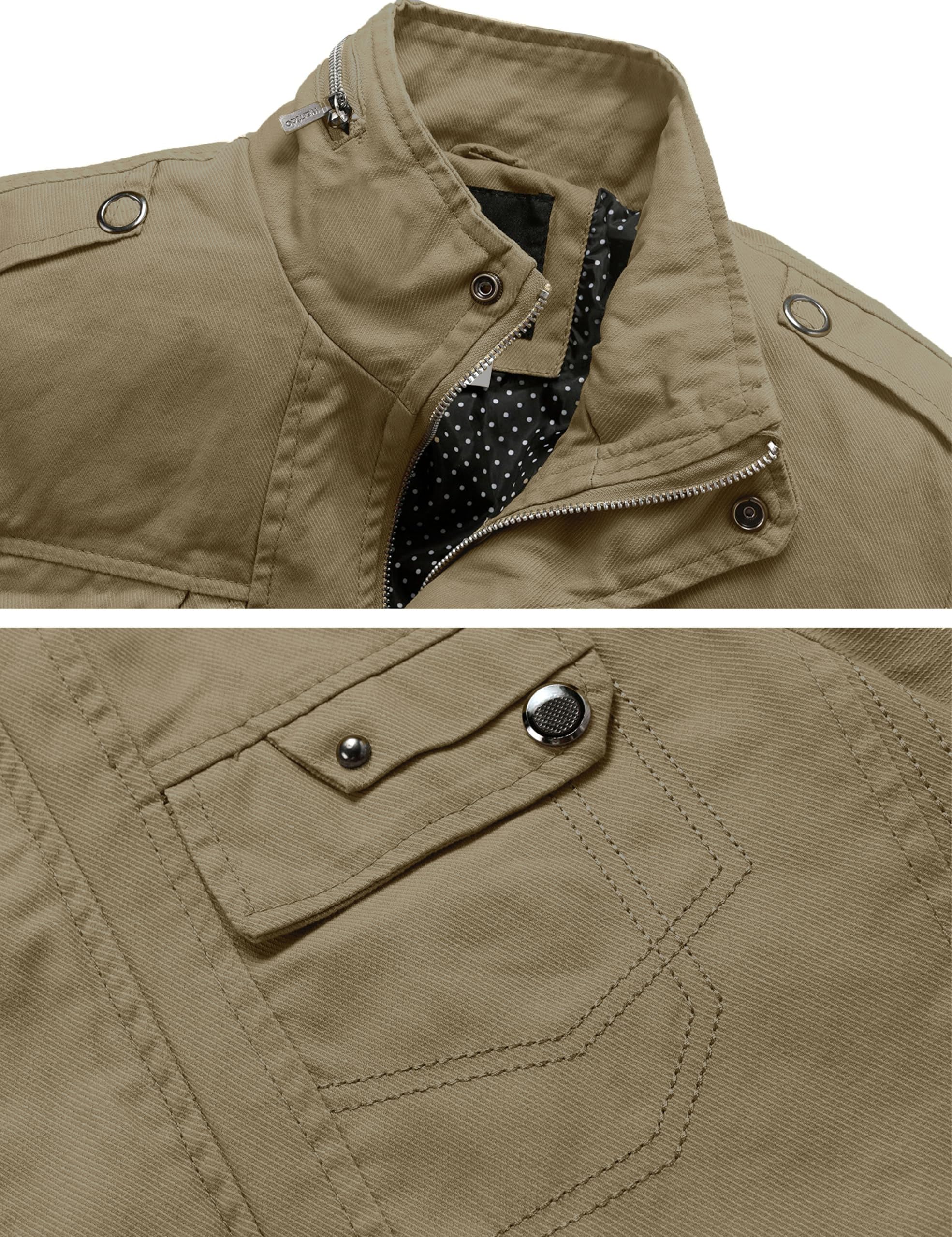 Wantdo Giubbotto Primaverile Uomo Classica Militare Giacca Autunnale | Giacca Cotone, Leggera,Cappotto con Zip,Antivento, Mezza Stagione,Outdoor, Lavoro,Casual,Escursionismo, Uso Quotidiano