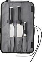 Babish 3-Piece High-Carbon German 1.4116 Steel Knife Set: Chef, Bread & Paring Knives with Canvas Roll