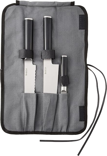 Babish German High-Carbon 1.4116 Couverts en acier, 3-Piece avec rouleau de knife