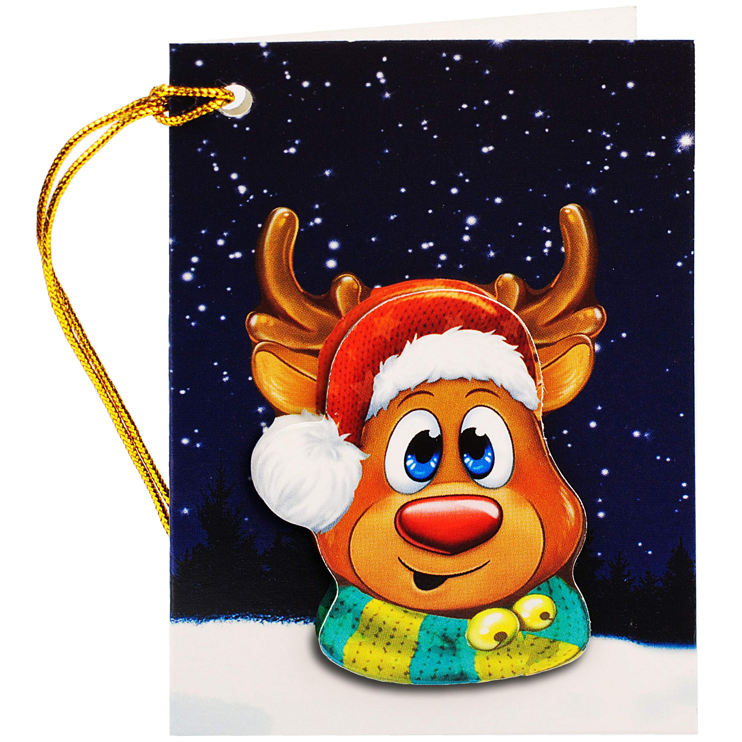 alles-meine.de GmbH 40 TLG. Set: 3D Effekt - Geschenkanhänger/Namensschild - süßes Rentier - Weihnachten - inkl. Name - Klappkarte - Anhänger Geschenkverpackung - Namens Schild..