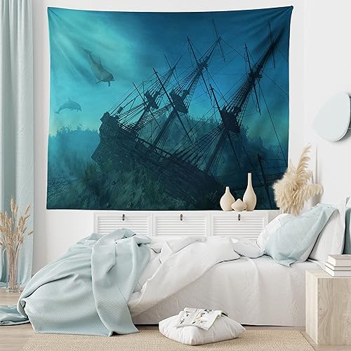 Miniatura 116 de Ambesonne Tapiz gótico, patio con hiedra encantada en la puerta antigua al bosque, colgante de pared ancho para dormitorio, sala de estar, 2-Verde