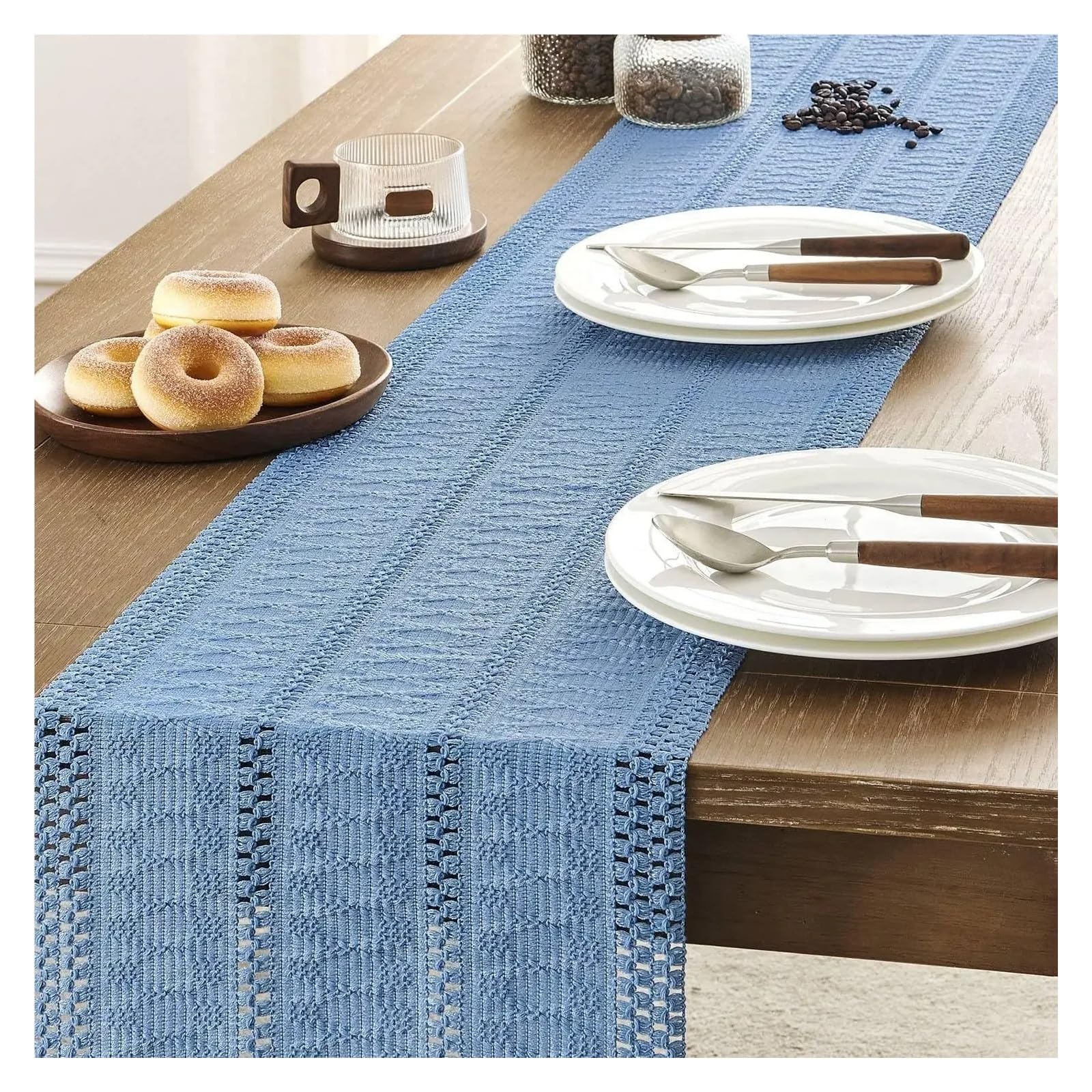 Runner da tavola con frange Runner da tavolo beige con nappe, runner intrecciato, rustico fattoria for cucina, pranzo, arredamento for la casa(Pink,30x275cm)