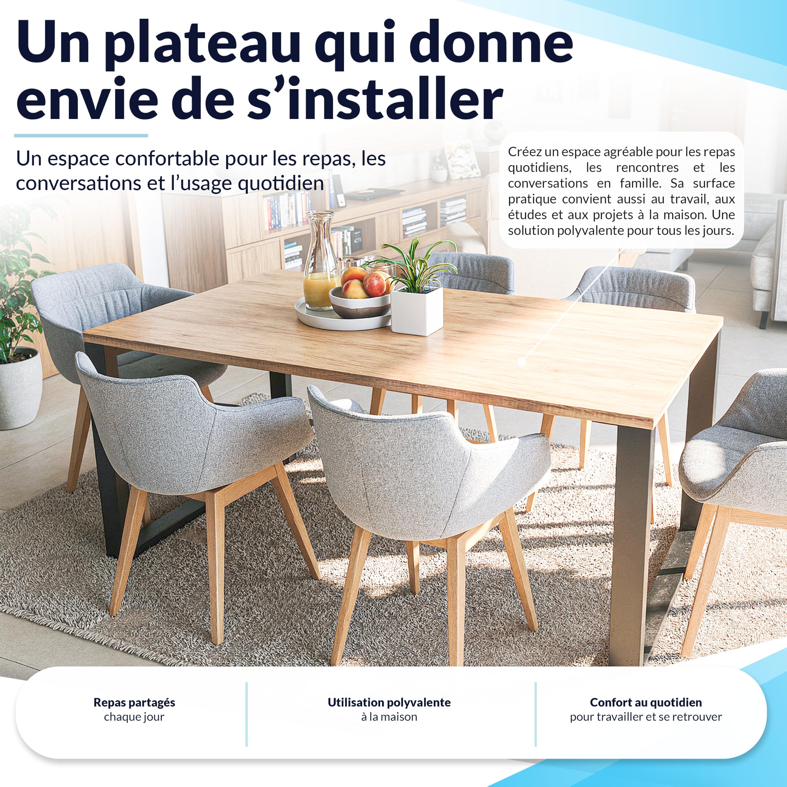 POKAR Plateau de Table 160x60 cm | Plateau de Bureau Épaisseur 25 mm | Idéal pour Bureau Assis Debout Réglable et Table à Manger | Plateau de Table Durable | Fabriqué en Europe | Chêne Davos