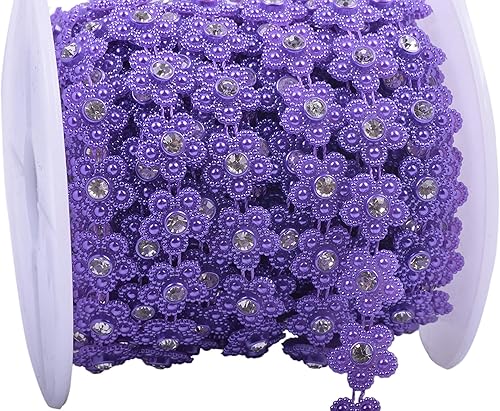 KAOYOO Cadena de cuentas en forma de flor de 10 yardas con diamantes de imitación para boda, decoración, bricolaje