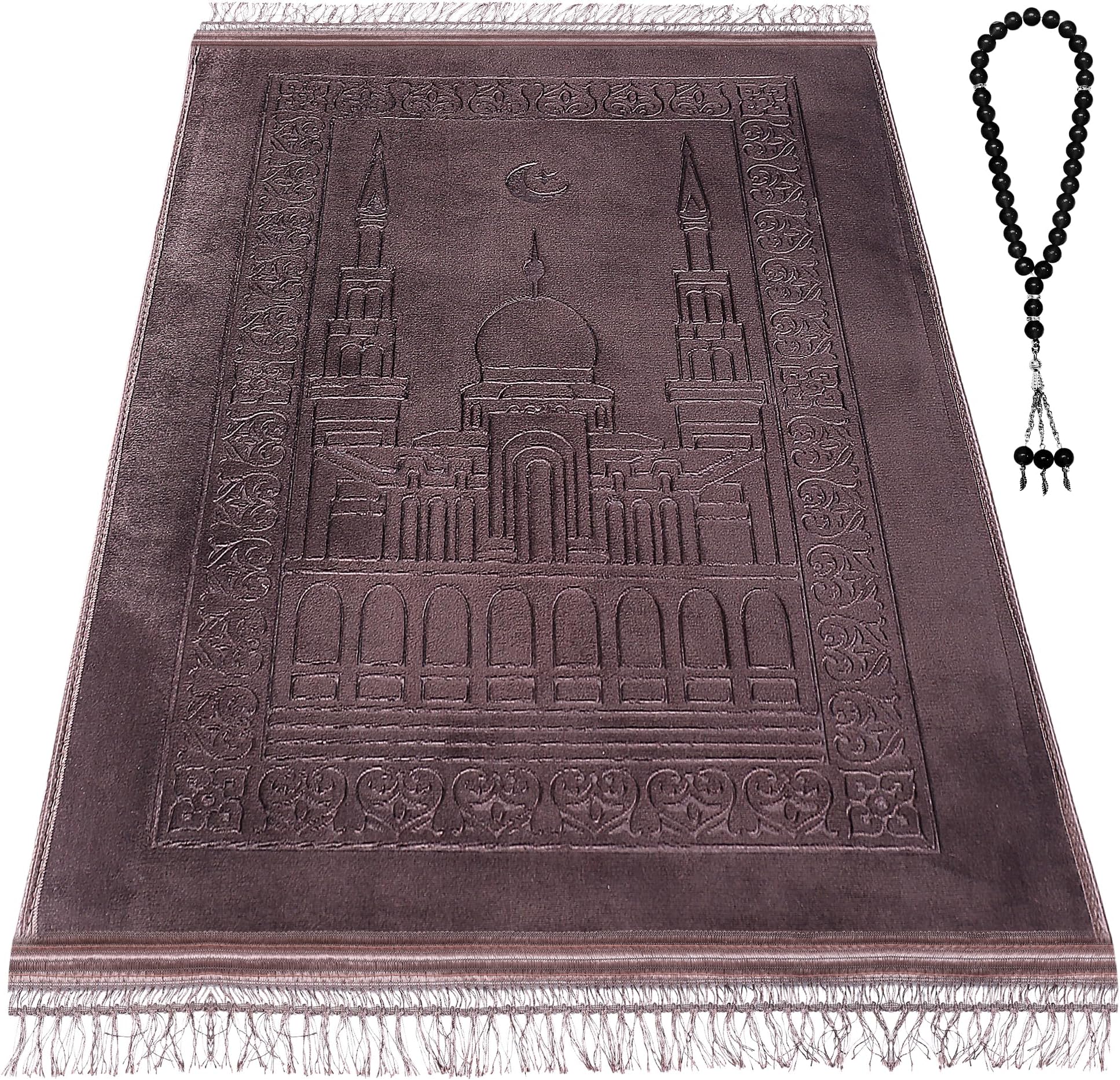 Muslim Prayer mat Extra Soft and Thick Padded Rug for Eid Travel Ramadan Islamic Gift and Great for Knees and Forehead