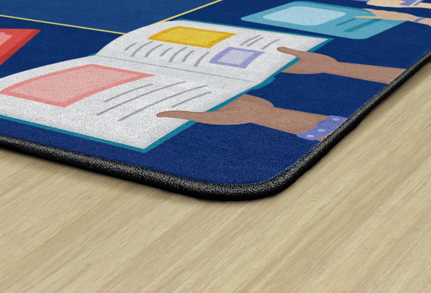 Flagship Carpets Book Border Multicolor Children's Educational Rug for Classroom Reading Area or at Home Activity and Learning Space, 10'6" x 13'2", Rectangle