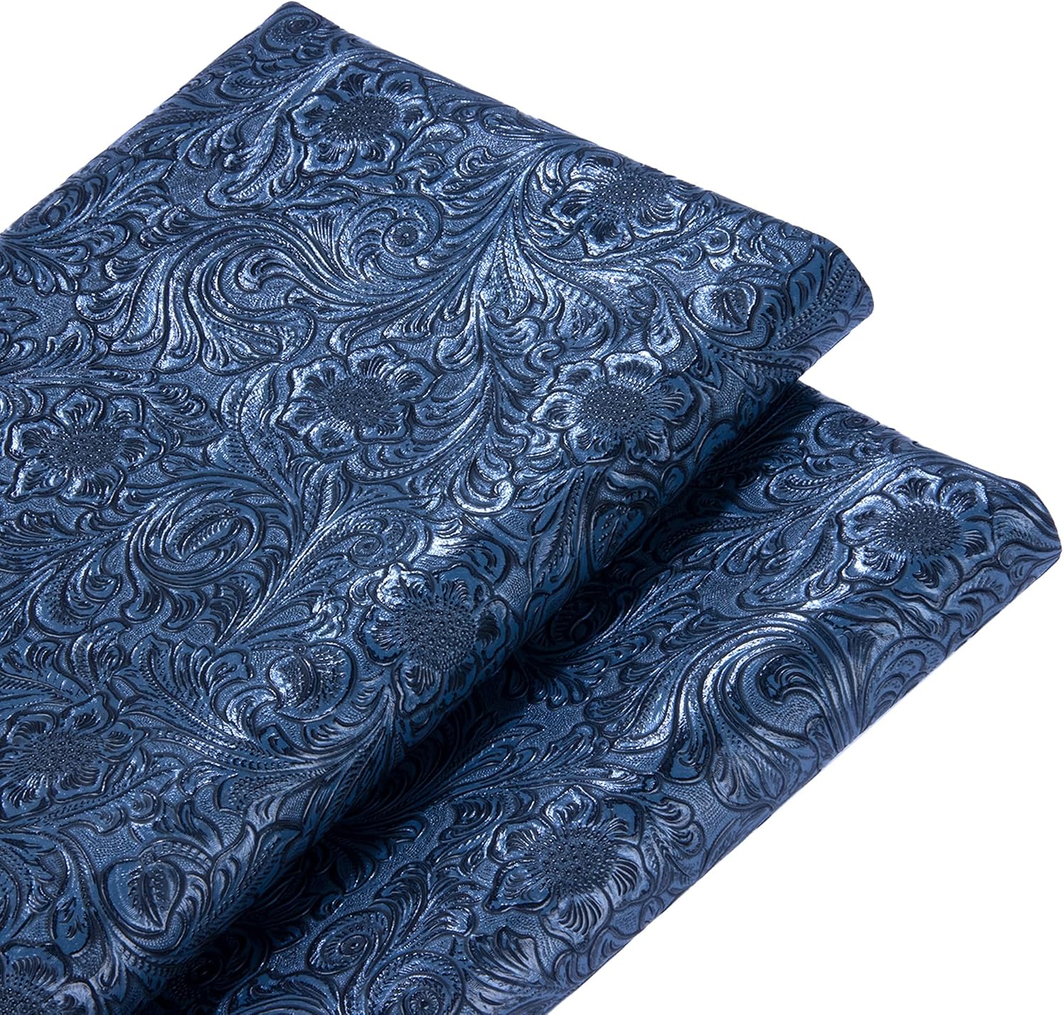 HGUAN Embossed Faux Leather Fabric 1 Yard Cut 36"x53" Embossed Vinyl Suitable for Upholstery Furniture Seat, Handmade DIY Projects (Blue)