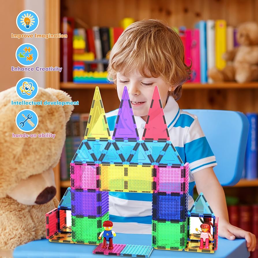 Amazon.com: PicassoTiles 63pc Magnetic Tile Building Block