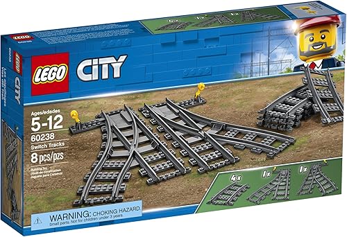 Miniatura 3 de LEGO City Trains Switch Tracks 60238 - Juego de juguetes de construcción para niños, niños y niñas a partir de 5 años (8 piezas) (paquete de 2)