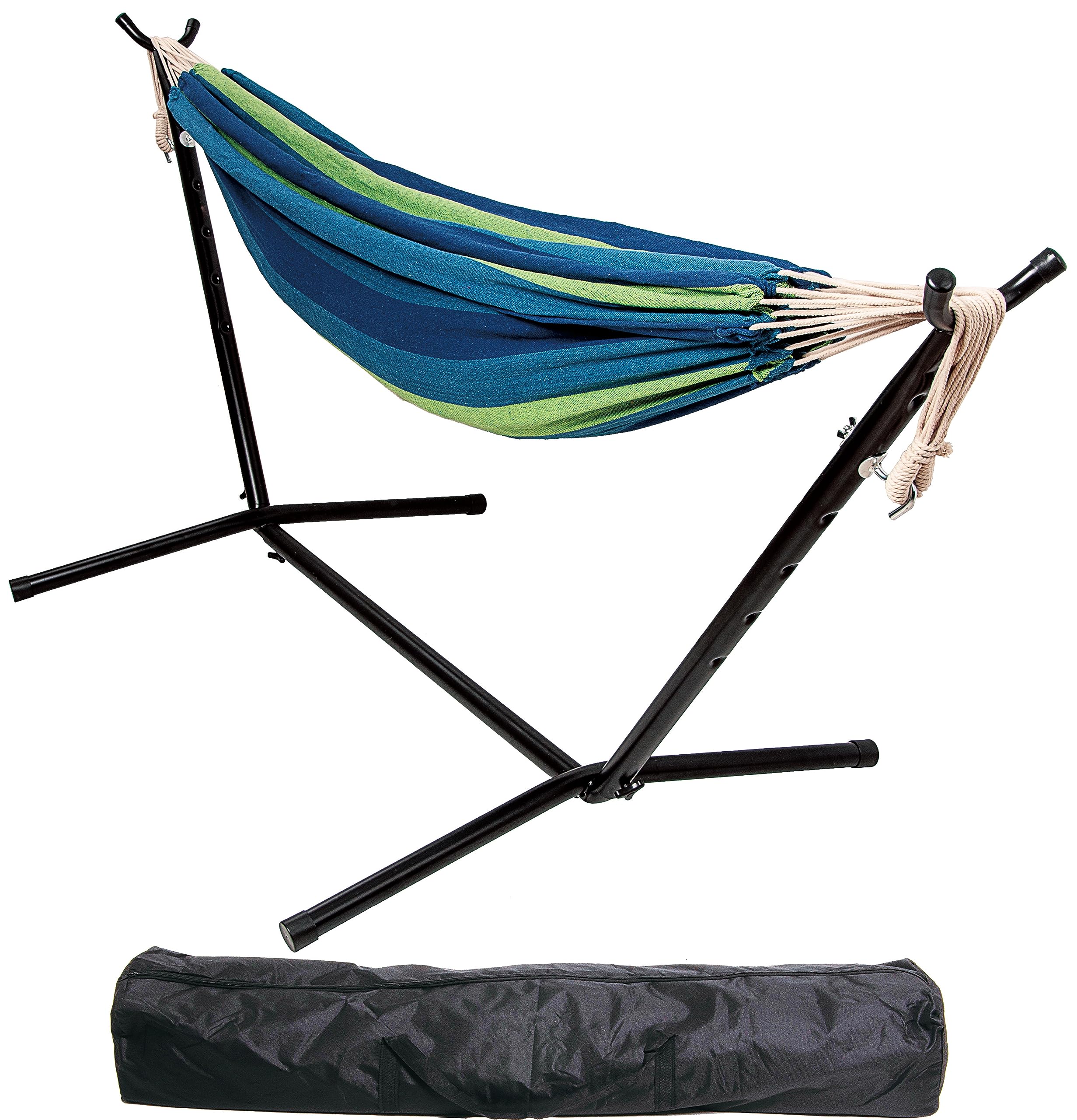 Elevon Double Hammock with Space Saving Steel Stand and Portable Carrying Case, 450-Pound Capacity, Ocean